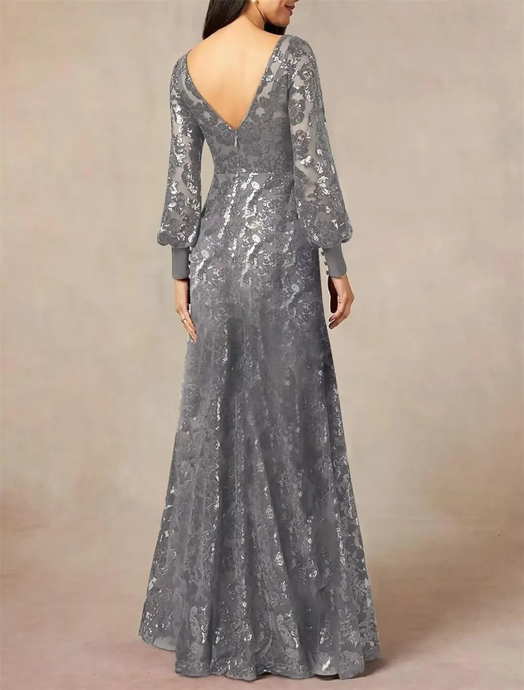 Laces Applique Mother of The Bride Dresses for Wedding with Long Sleeve Formal Evening Gown