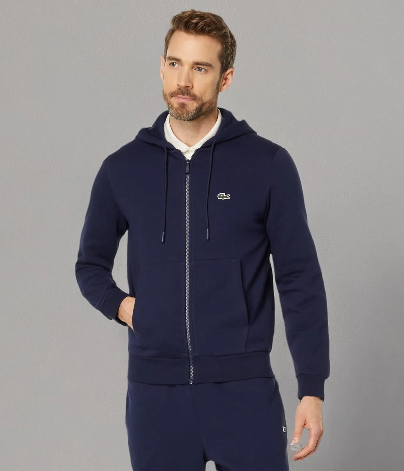 Lacoste Mens Ls Solid Full Zip