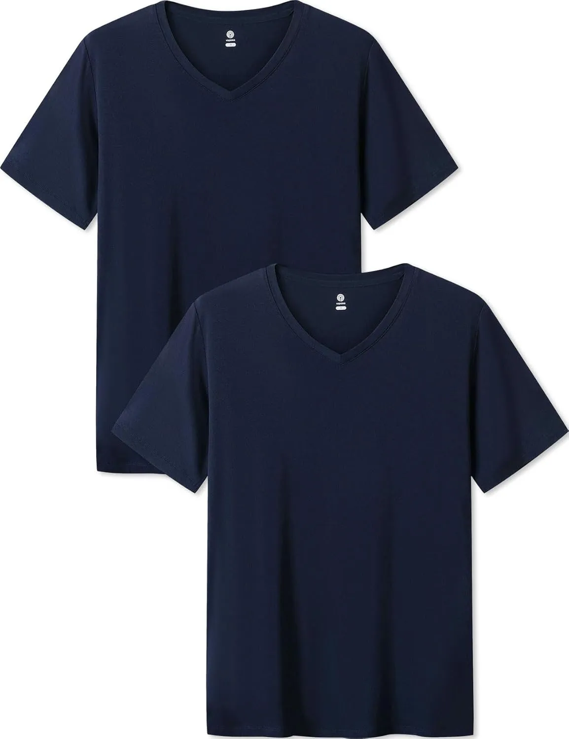 LAPASA Mens 2-Pack Micro Modal Tag-Free Short Sleeve T-Shirts Crew & V-Neck Solid Plain Regular-Fit Tee M07/M08