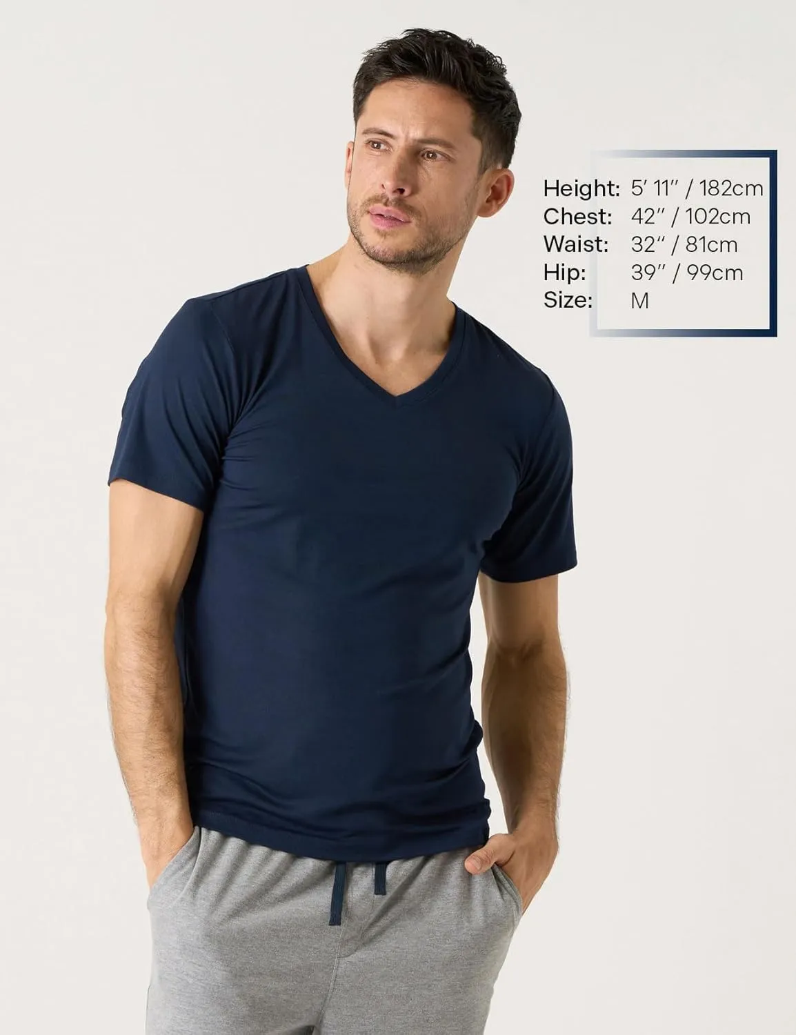 LAPASA Mens 2-Pack Micro Modal Tag-Free Short Sleeve T-Shirts Crew & V-Neck Solid Plain Regular-Fit Tee M07/M08