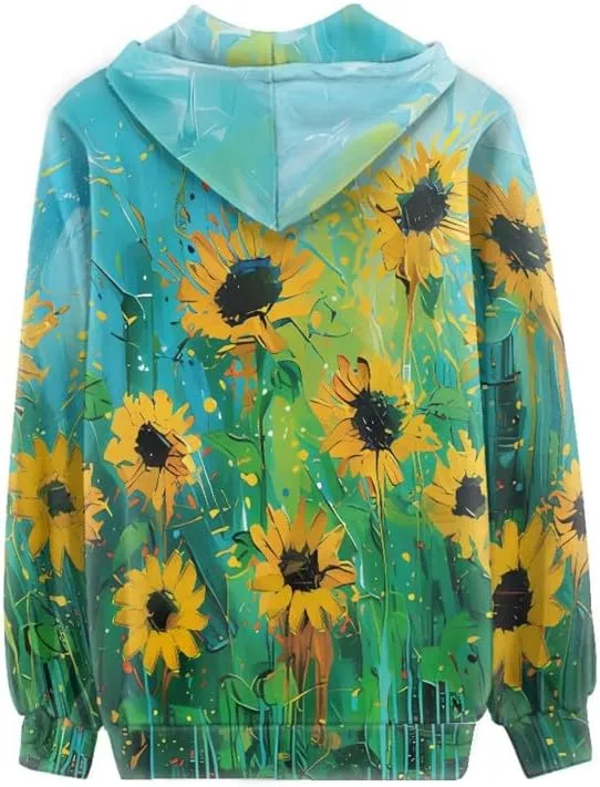 Lavender Flower Women's Zip Up Hoodies Cherry Blossom Casual Comfy Pullover Spider Webs Long Sleeve Sweatshirt