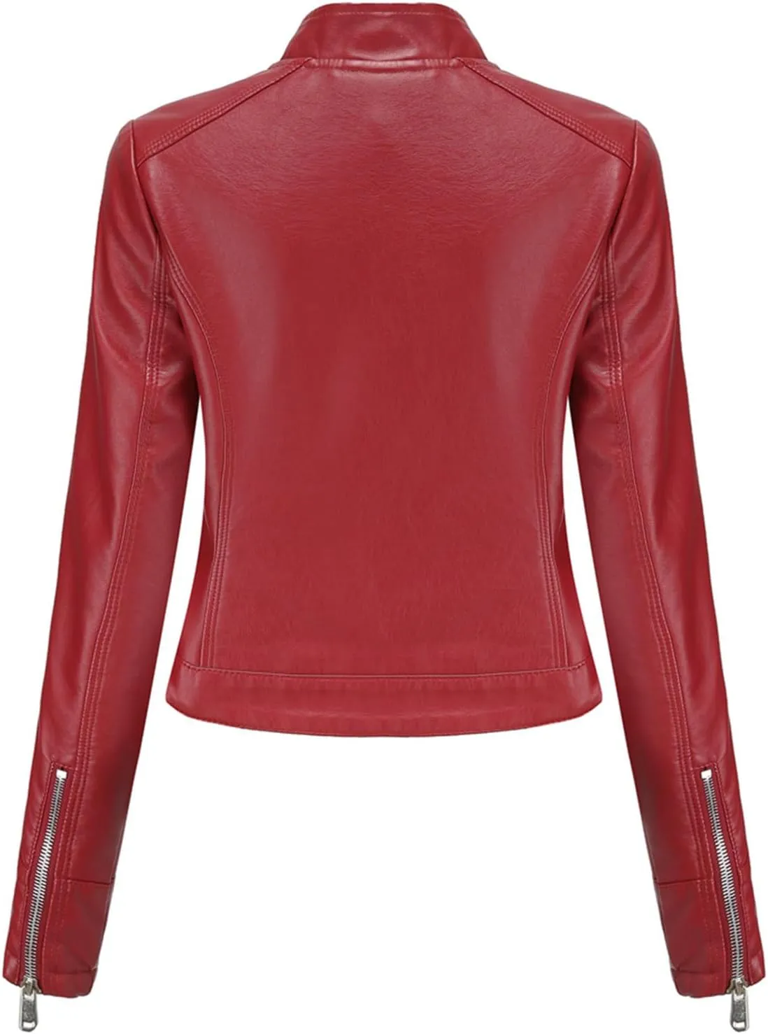 Leather Jacket for Women-Girl Faux Leather Jackets, Zip Up Motorcycle Short Pu Moto Biker Outwear Slim Fit Coat