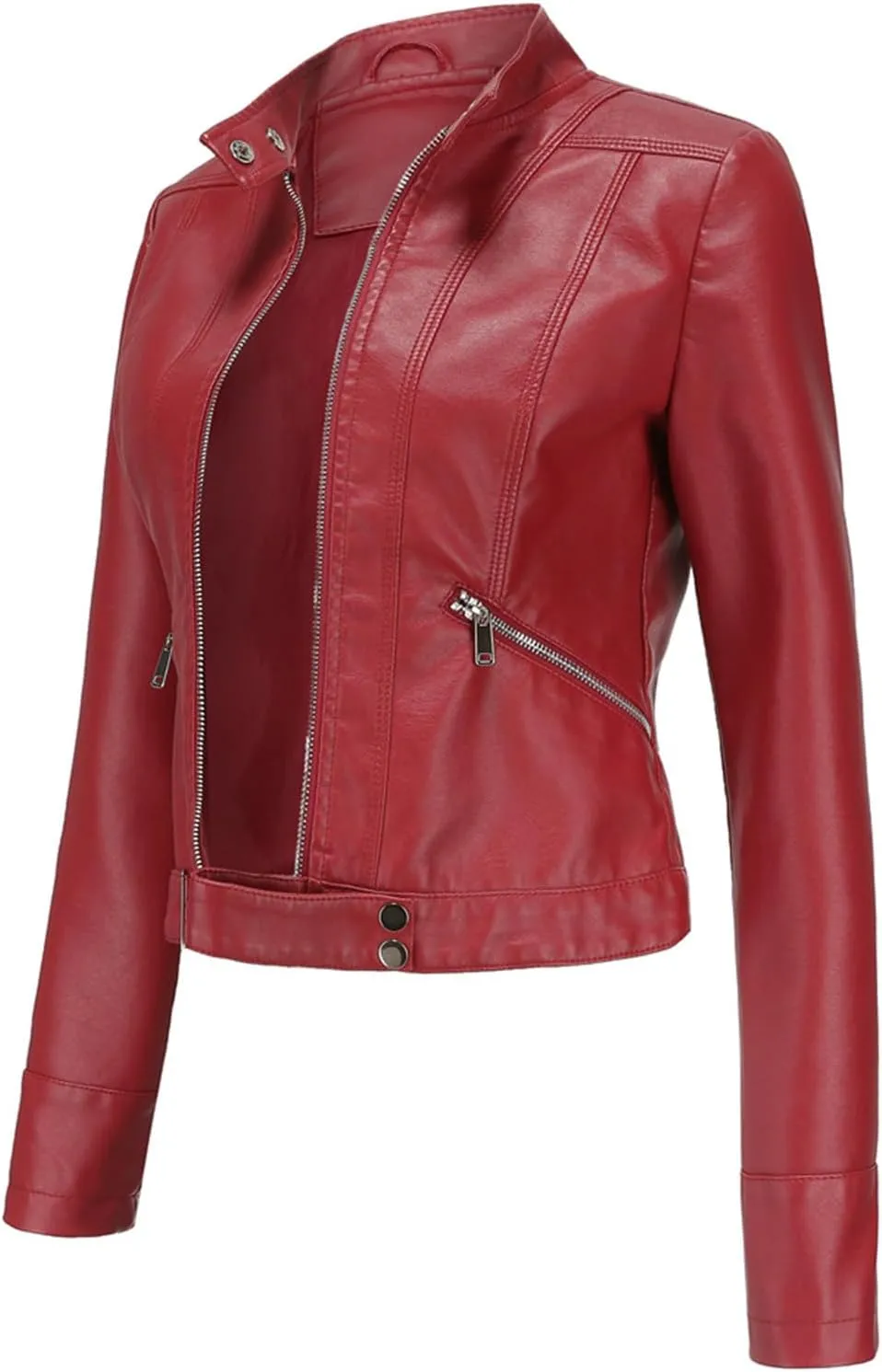 Leather Jacket for Women-Girl Faux Leather Jackets, Zip Up Motorcycle Short Pu Moto Biker Outwear Slim Fit Coat