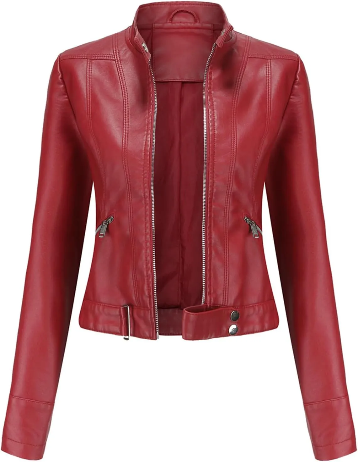 Leather Jacket for Women-Girl Faux Leather Jackets, Zip Up Motorcycle Short Pu Moto Biker Outwear Slim Fit Coat