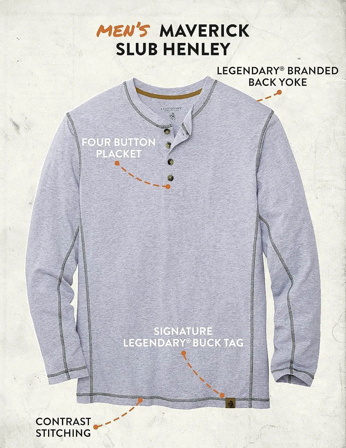 Legendary Whitetails Men's Maverick Slub Henley Shirt