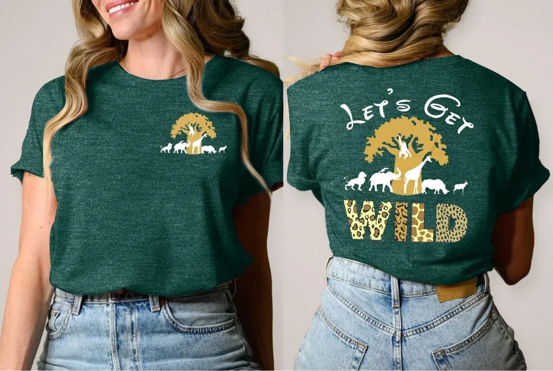 Lets Get Wild Shirts Women Animal Kingdom Shirt Family Safari Trip Tshirts Cute Zoo World Short Sleeve Tee