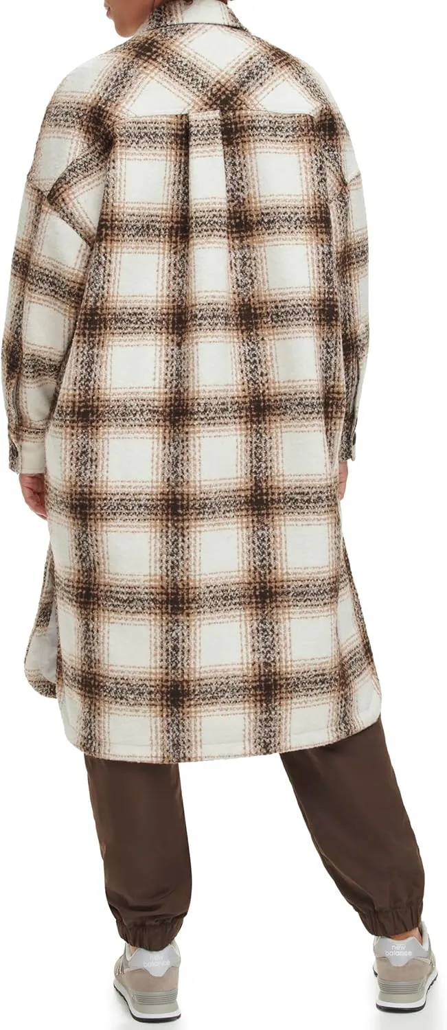 Levi's Women's Long Plaid Flannel Shirt Jacket