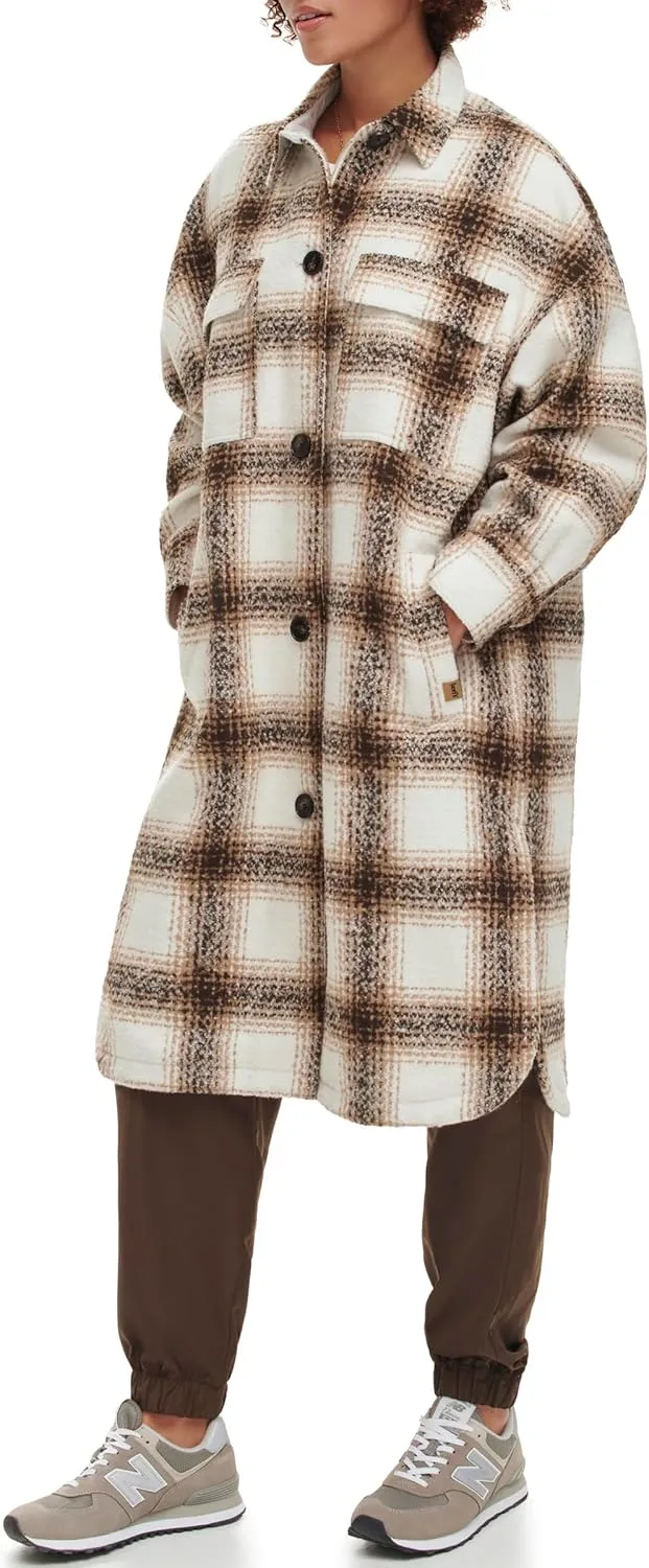 Levi's Women's Long Plaid Flannel Shirt Jacket