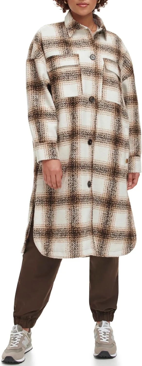 Levi's Women's Long Plaid Flannel Shirt Jacket