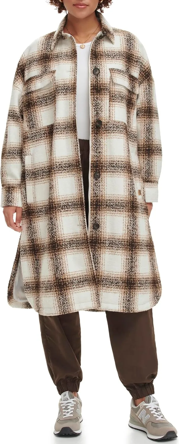 Levi's Women's Long Plaid Flannel Shirt Jacket