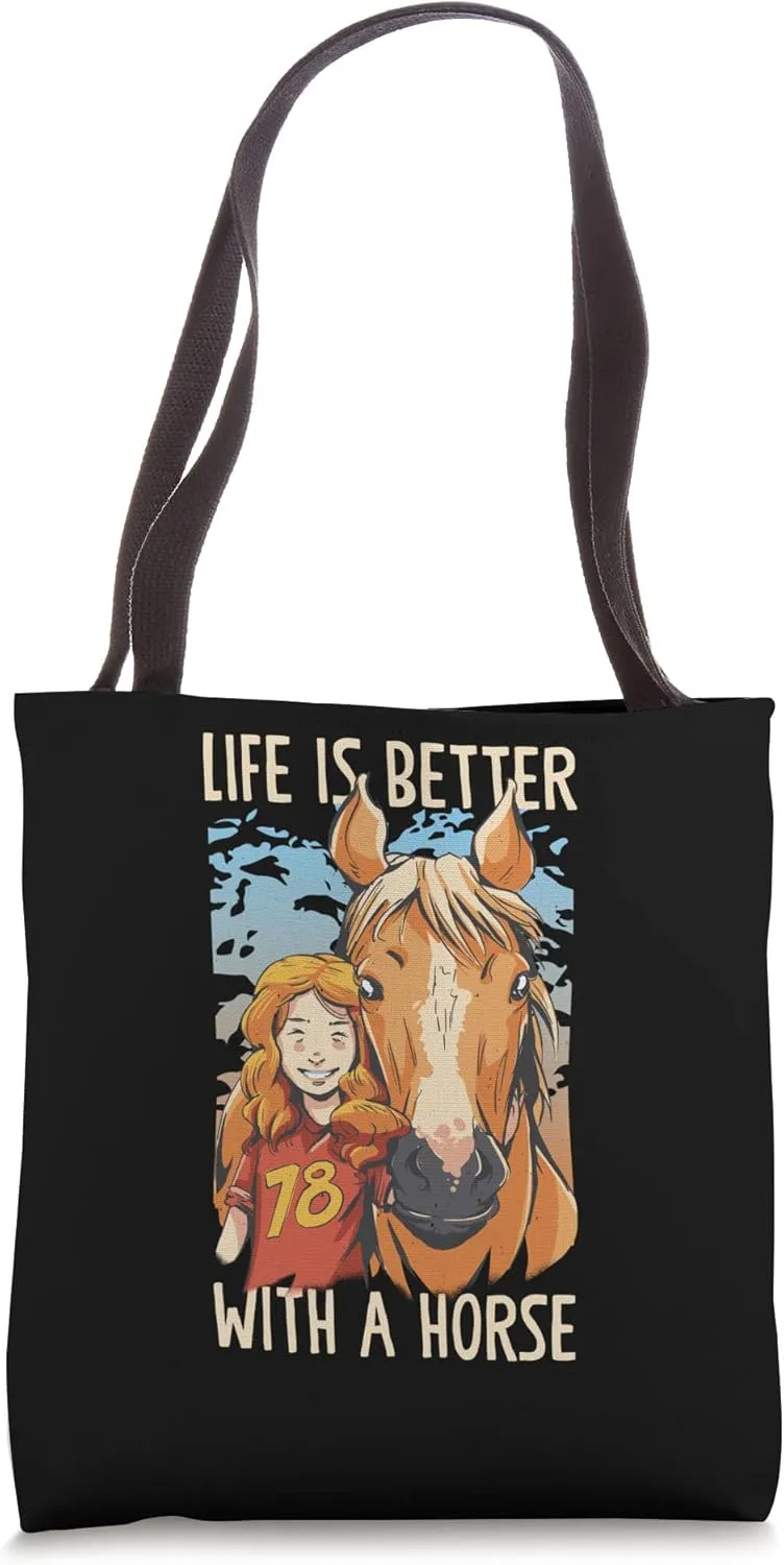 Life Is Better With A Horse Equestrian Saddle Horse Tote Bag