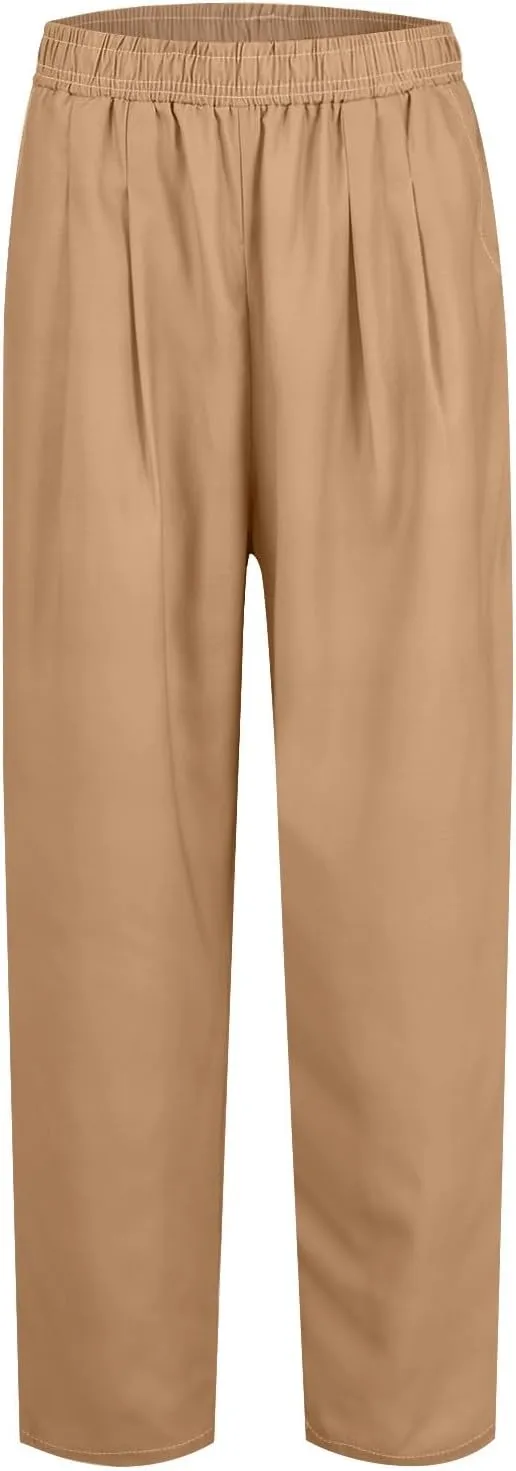Linen Casual Summer Capri Pants Cropped Comfy Baggy Trousers with Pockets Palazzo Lounge Cropped Tapered Leg Pant