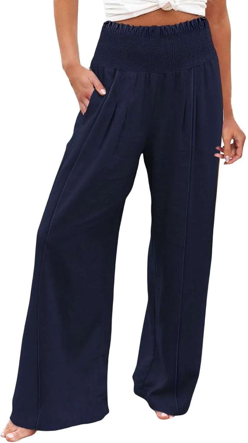 Linen Pant Women Spring Wide Leg Pant for 2025 High Waisted Cotton Summer Casual Trousers