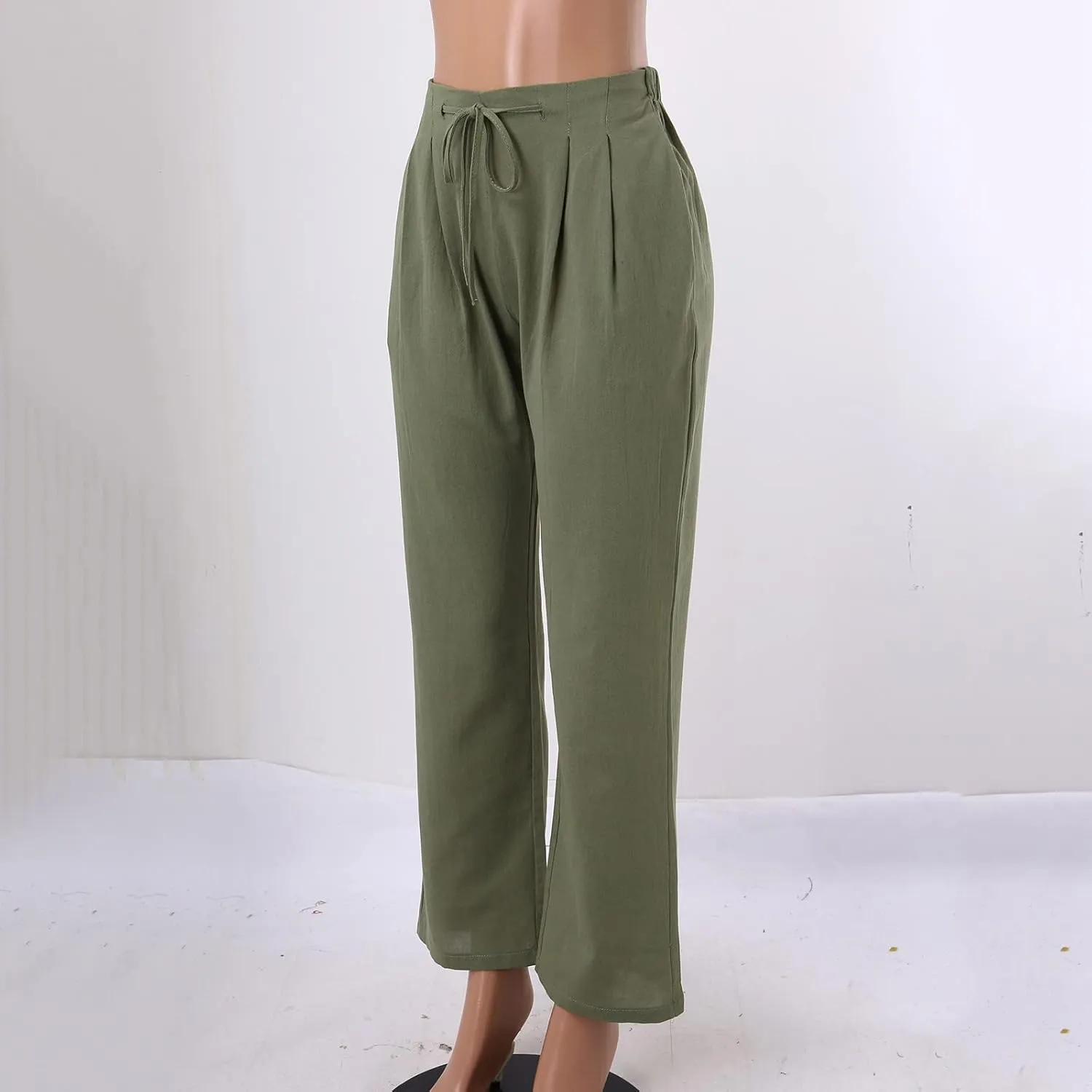 Linen Pants for Women Beach Vacation Elastic Waist Drawstring Trousers Pant Gauze Loose 2025 Casual Summer Clothes
