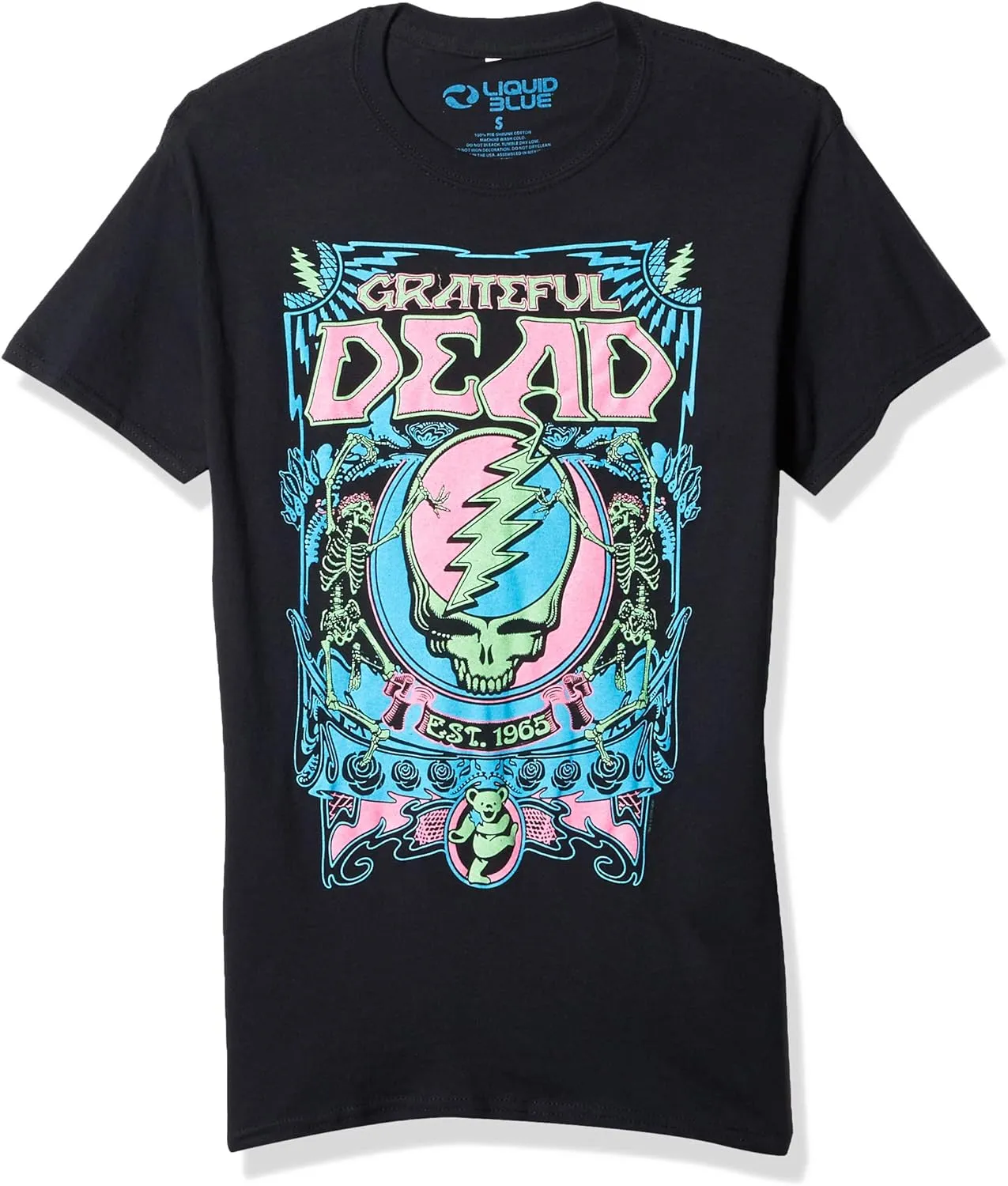 Liquid Blue Unisex-Adult Standard Grateful Dead SYF Blacklight T-Shirt