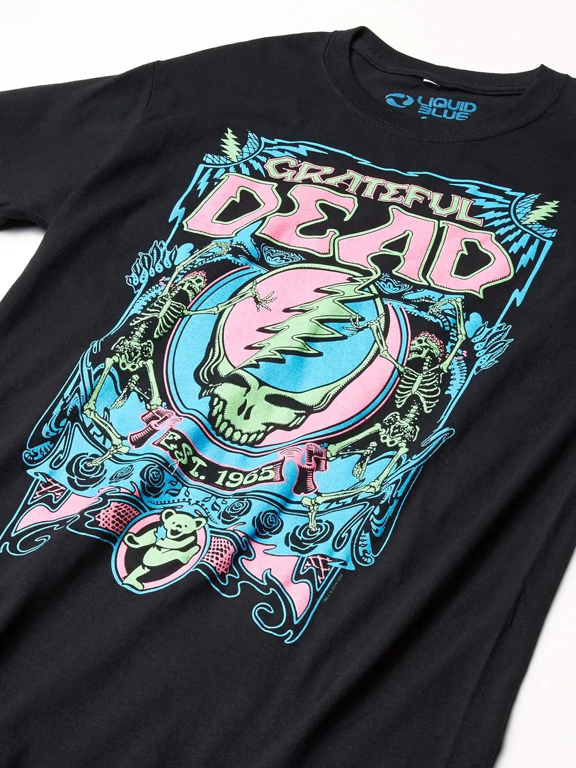 Liquid Blue Unisex-Adult Standard Grateful Dead SYF Blacklight T-Shirt