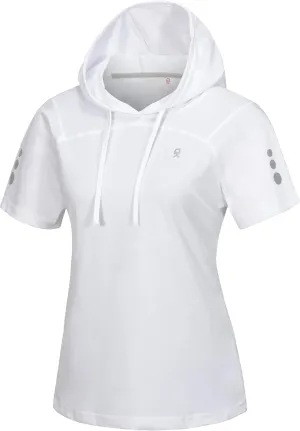 Little Donkey Andy Women's Short Sleeve Quick Dry T-Shirt with Hood Sun Protection Workout Stretch Basic Tops Tee