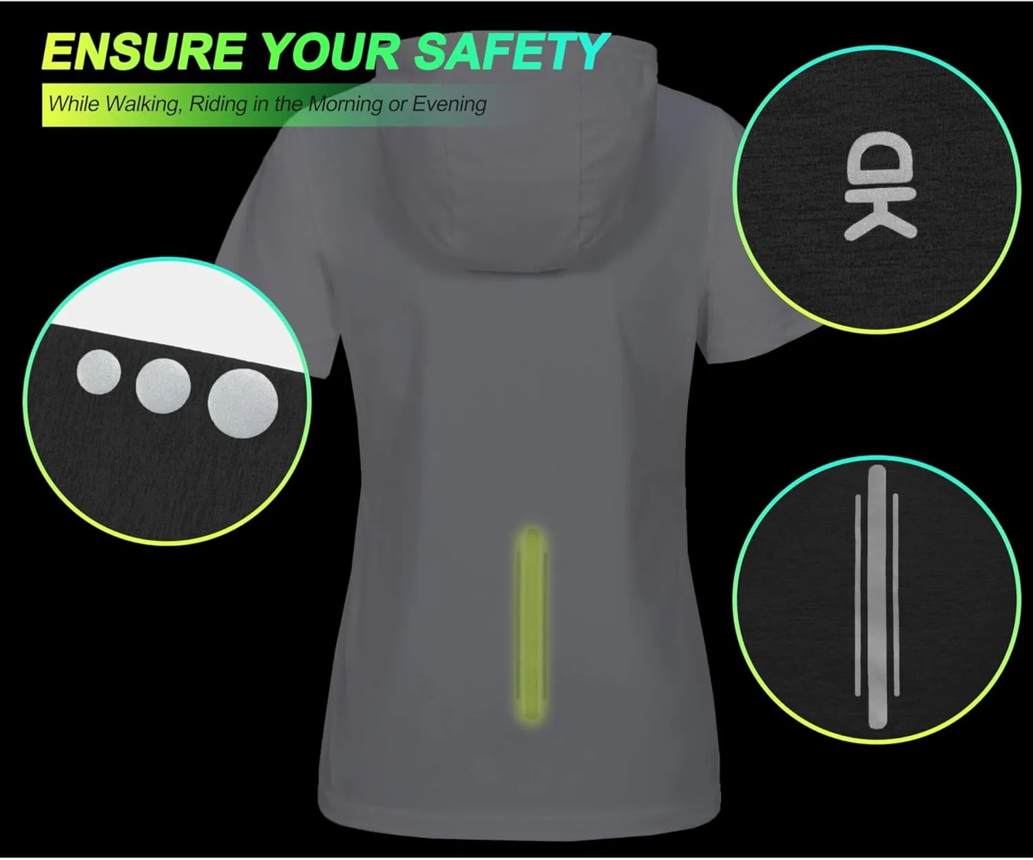 Little Donkey Andy Women's Short Sleeve Quick Dry T-Shirt with Hood Sun Protection Workout Stretch Basic Tops Tee