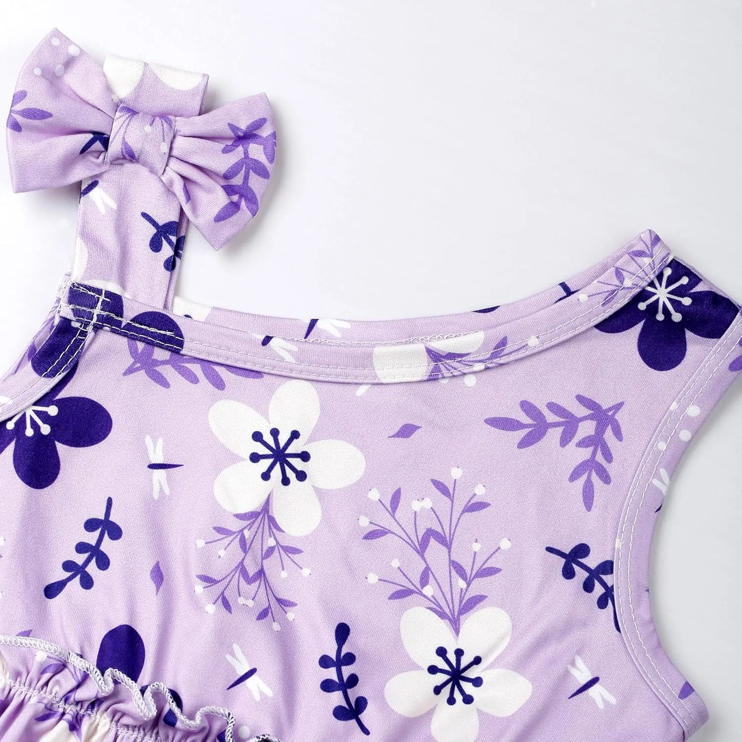 Little Girls Floral Dress - One Shoulder Twirl Tiered A-Line Toddler Party Dress Kids Summer Outfits for 2-8 Years