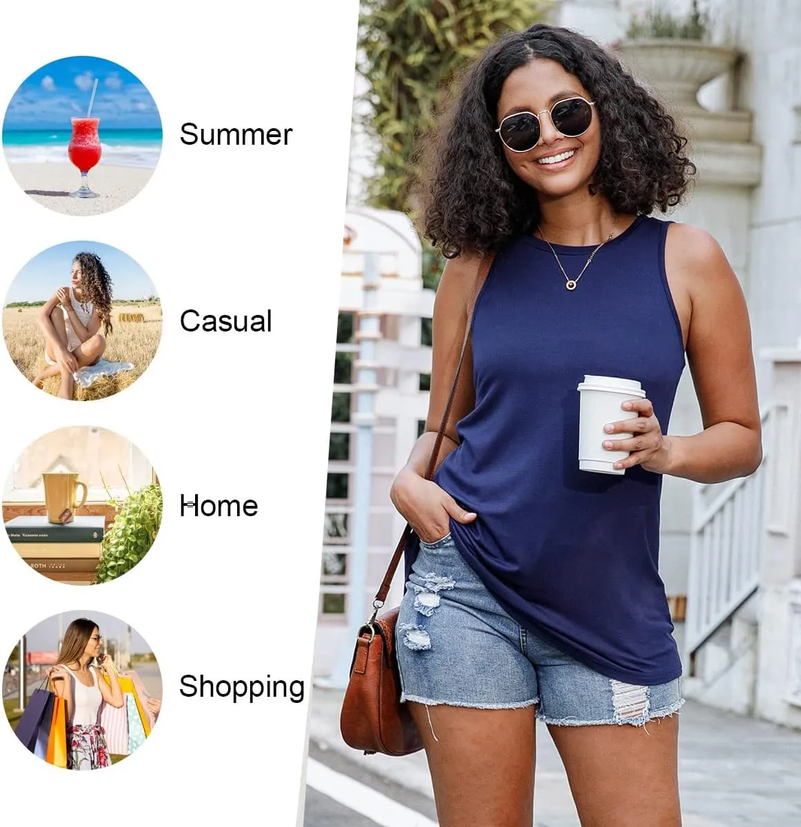 LONGYUAN Womens Tank Tops 2025 Casual Tunics Loose Sleeveless Summer Tops Basic Ladies Tee Shirts M-3XL