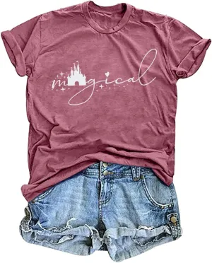Magical Shirt for Women Magic Kingdom Tshirt Family Vacation Tee Castle Graphic Short Sleeve Tops