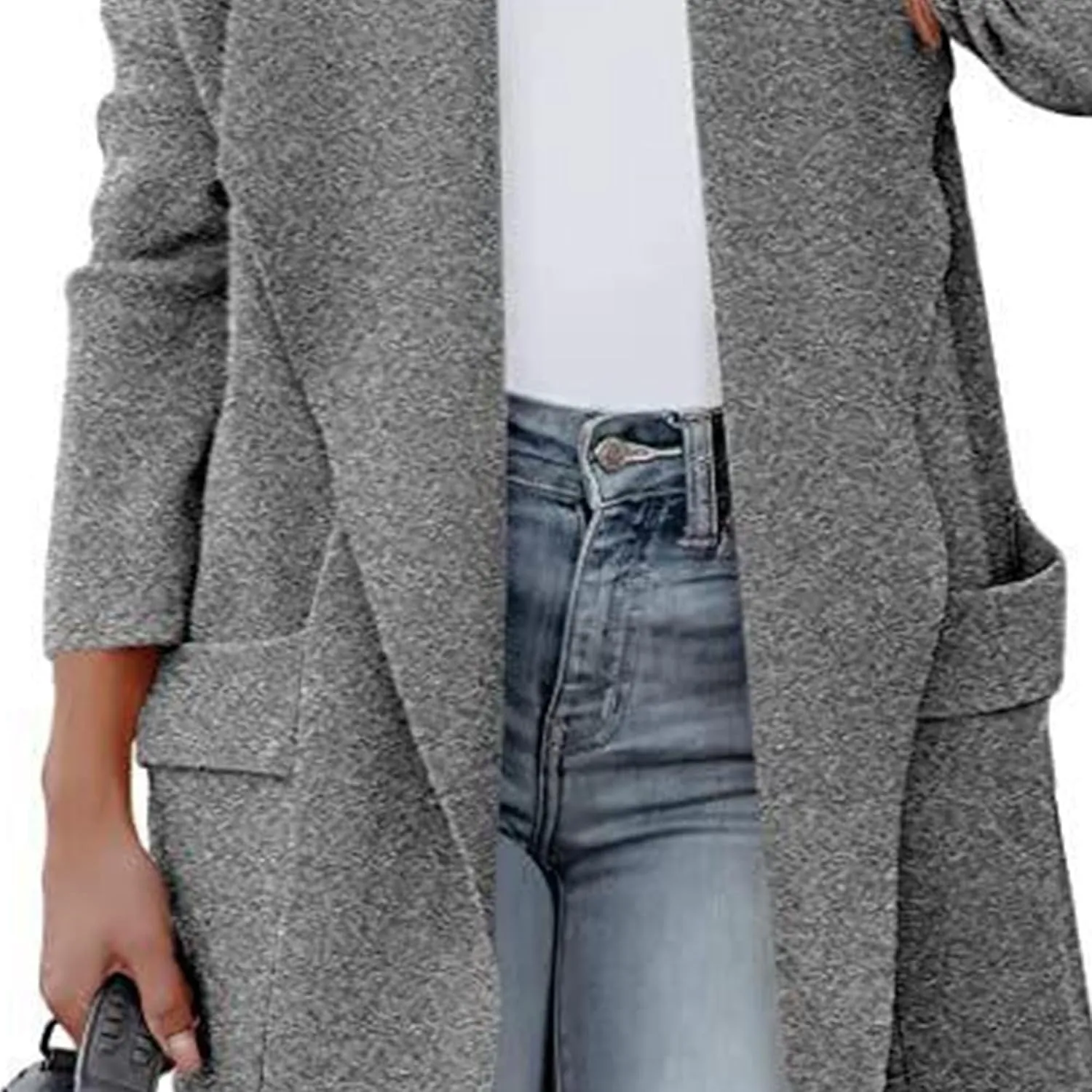 Maiyifu-GJ Women's Wool Blend Trench Coat Long Cardigan Jackets Long Sleeve Sweaters Casual Lapel Open Front Overcoat