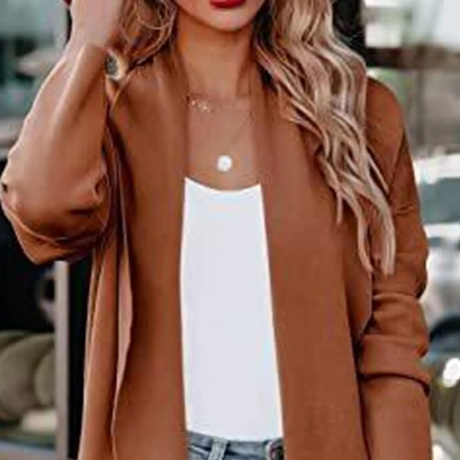 Maiyifu-GJ Women's Wool Blend Trench Coat Long Cardigan Jackets Long Sleeve Sweaters Casual Lapel Open Front Overcoat