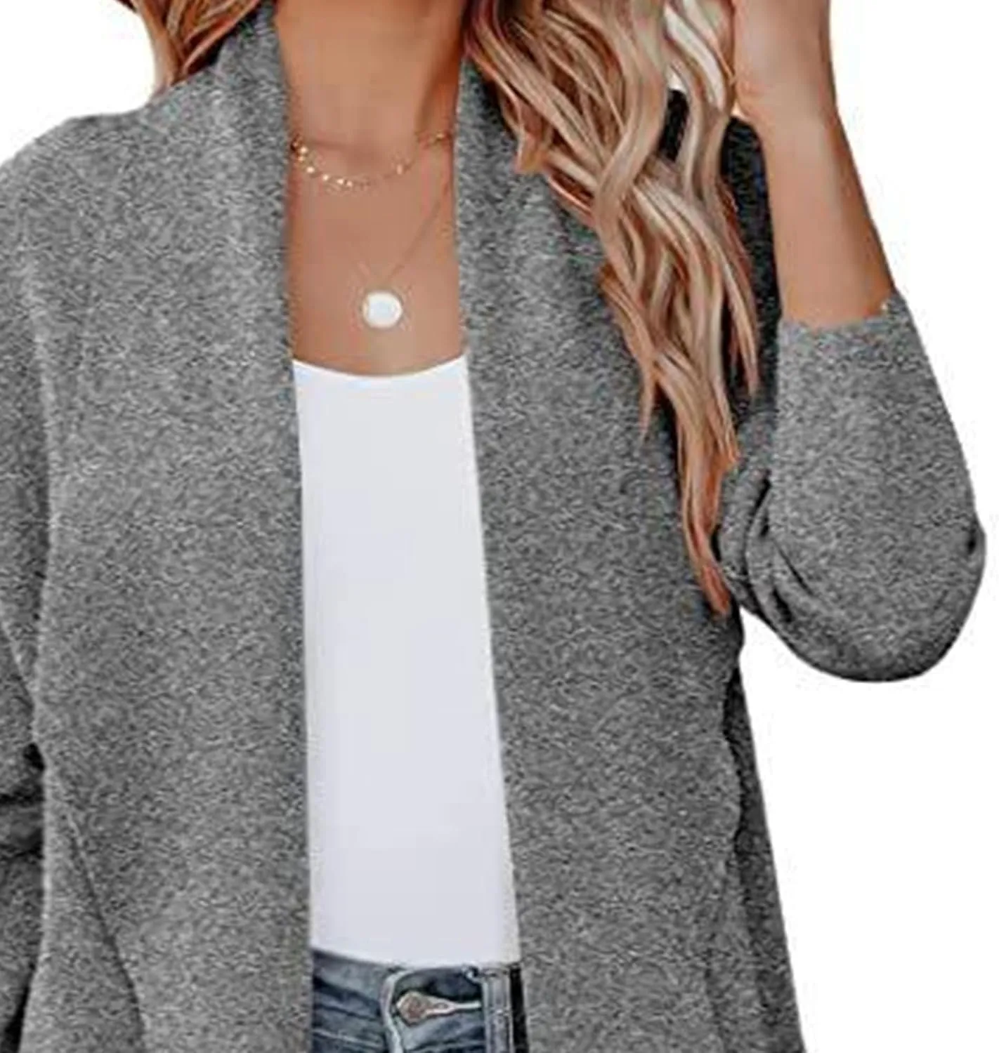 Maiyifu-GJ Women's Wool Blend Trench Coat Long Cardigan Jackets Long Sleeve Sweaters Casual Lapel Open Front Overcoat
