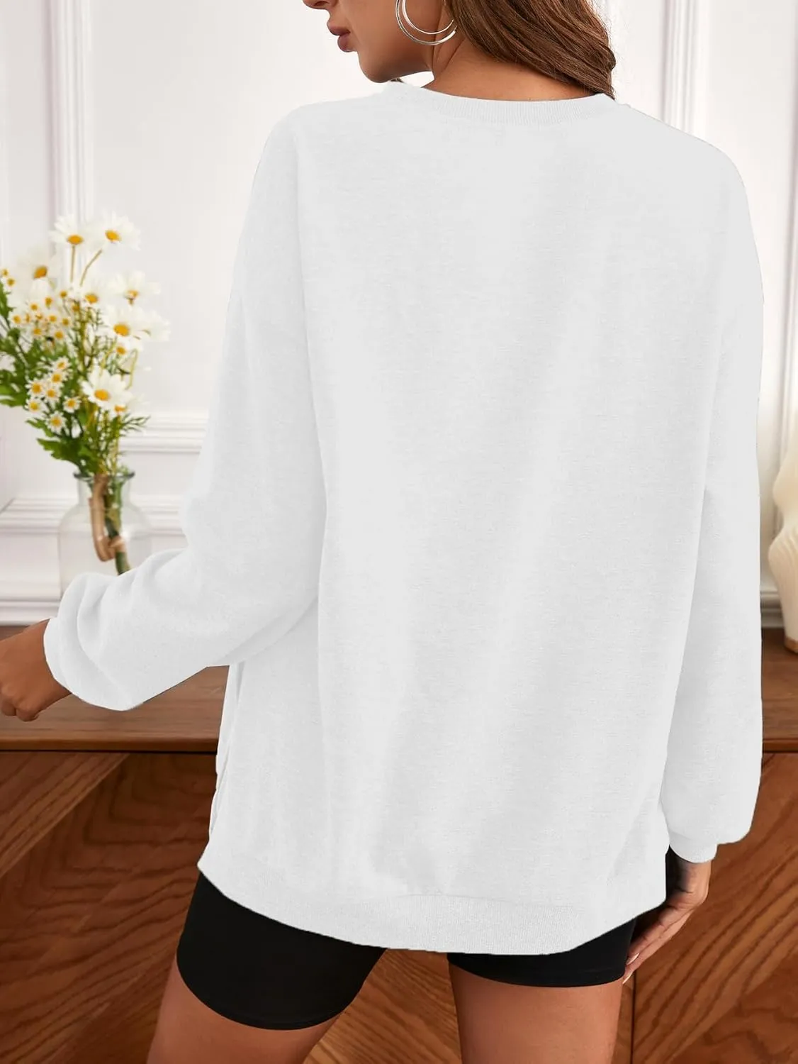 MakeMeChic Women's Maternity Sweatshirt Oversized Long Sleeve Split Side Graphic Pullover Tee Tops Pregnancy Mama Sweatshirt