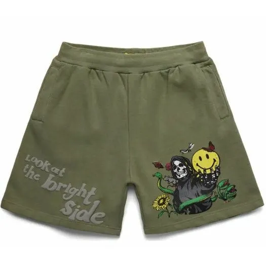 Market Smiley Look At The Bright Side Sweatshorts - Sage Green