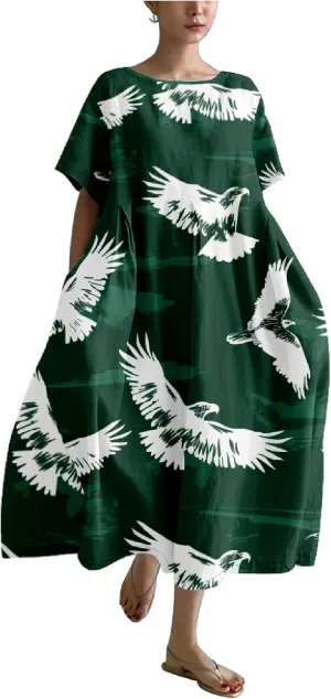 MARSVOVO Summer Dresses for Women 2024 Boho Plus Size Short Sleeve Loose Crew Neck Casual Beach Maxi Dresse for Women