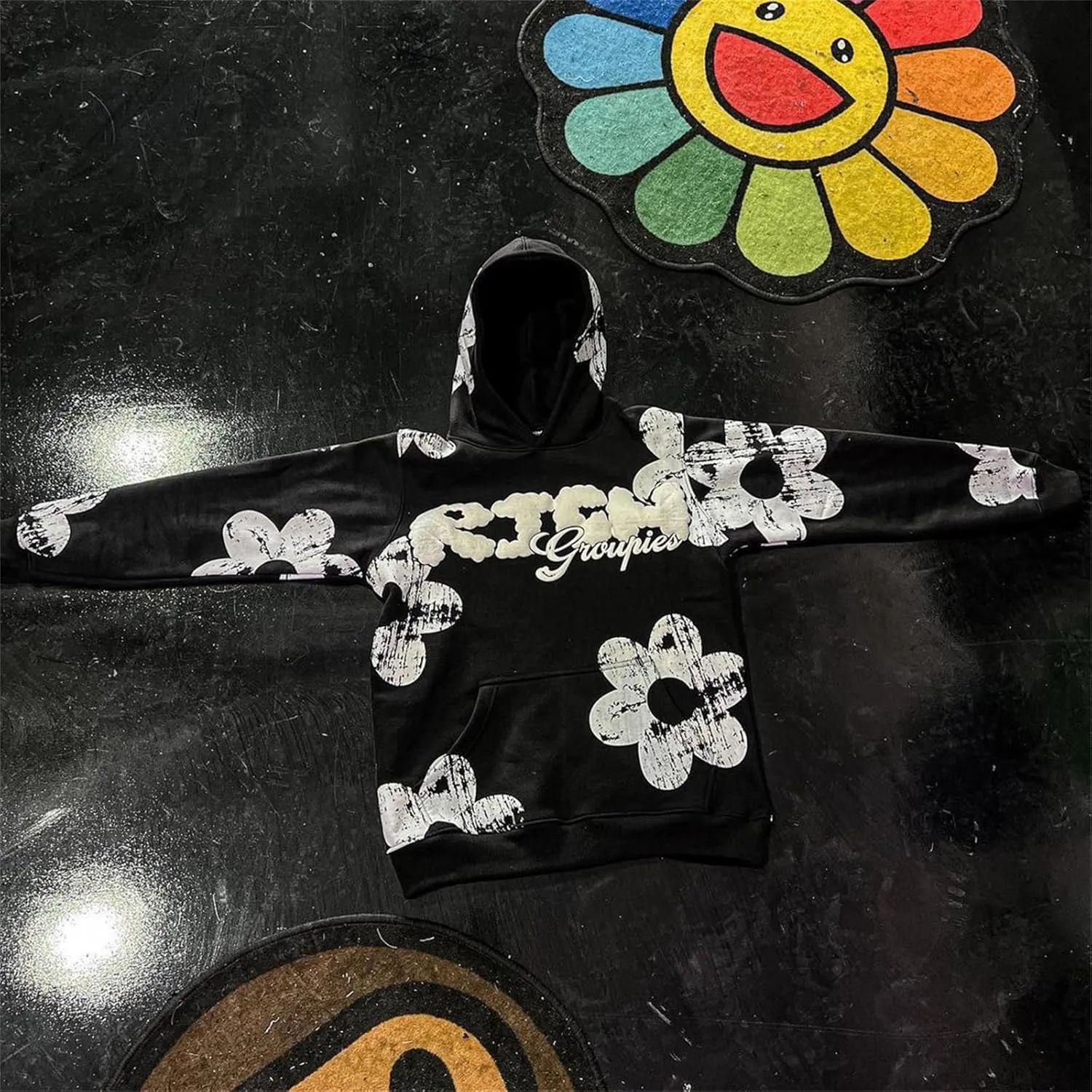 Meiweileya Womens Y2k Oversized Goth Aesthetic Graphic Hoodies Sweatshirts Star Letter Long Sleeve