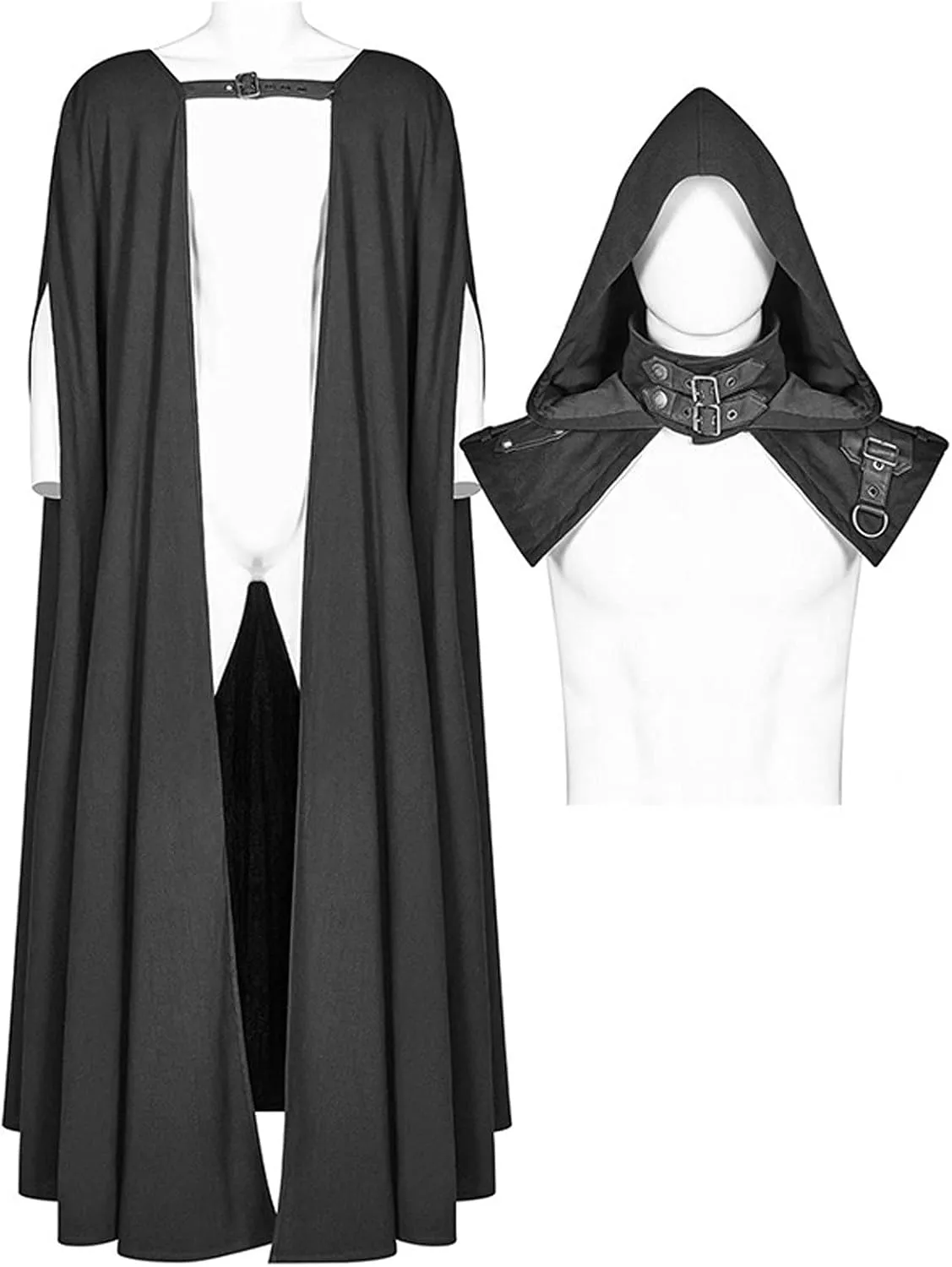 Men Halloween Costumes Adults,Medieval Hooded Gothic Devil Knight Robe Cloak Vampires Cosplay Christmas Cloak S-5XL