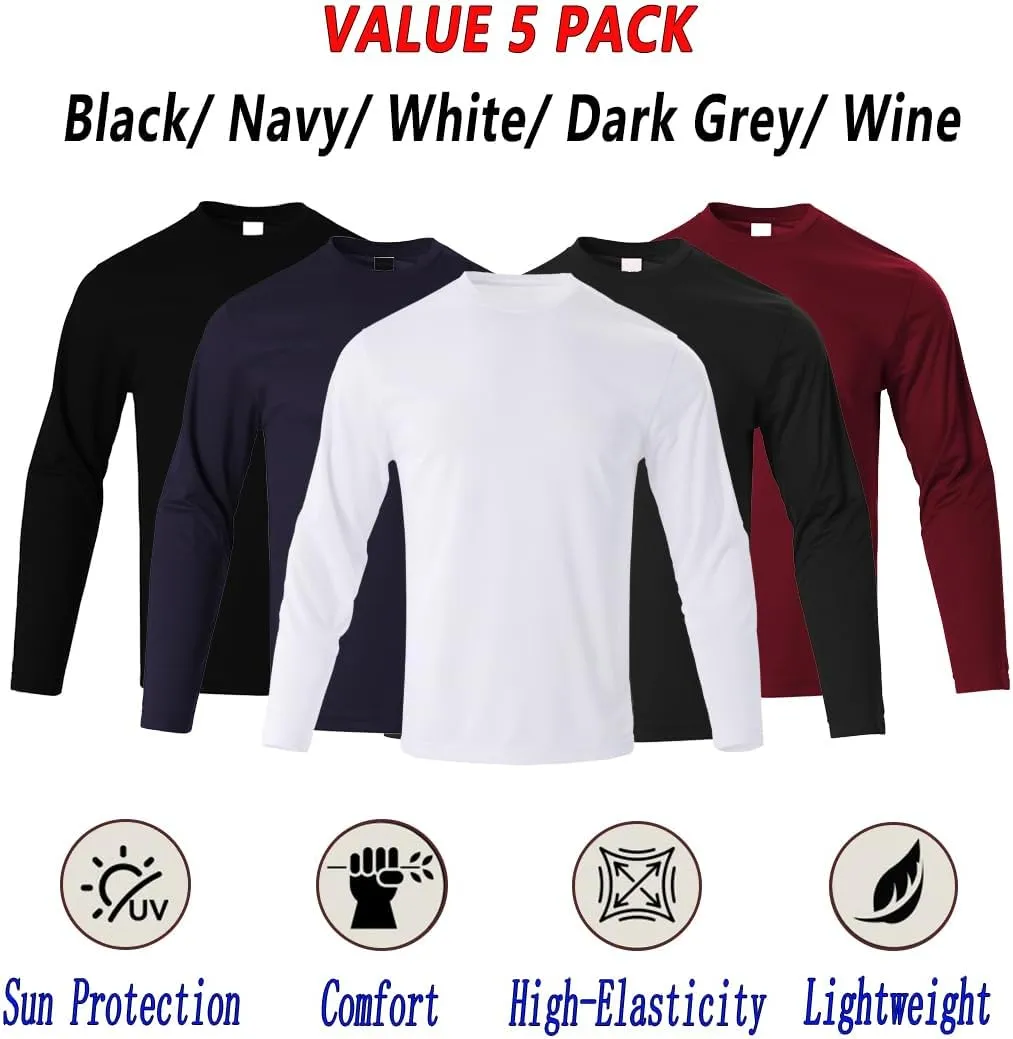 Men Long Sleeve T Shirts Athletic Lightweight for Running Workout Gym Summer Quick Dry Tee Casual Crew Neck Tops