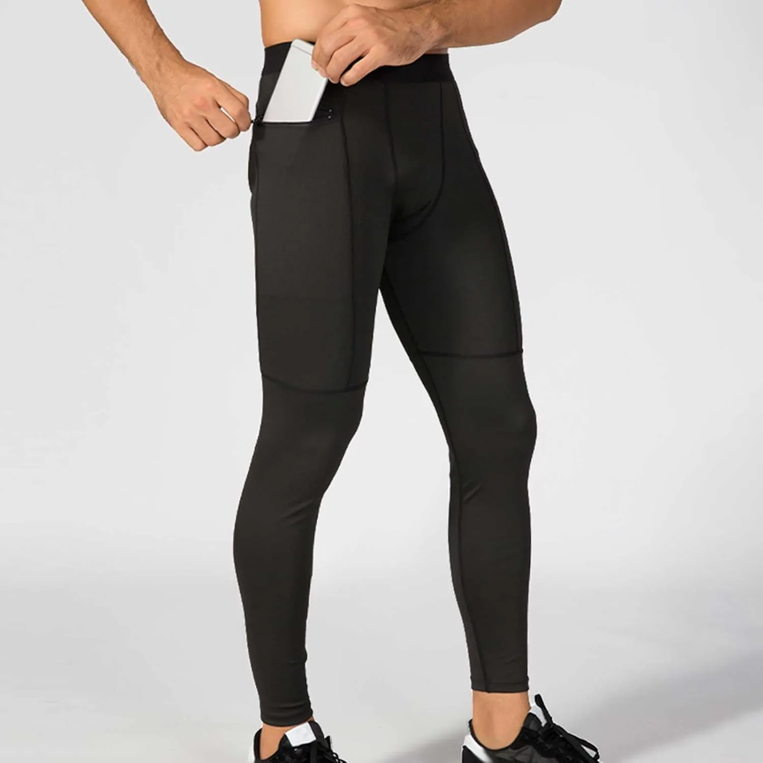 Men's Active Yoga Leggings Pants Running Dance Tights with Pockets Cycling Workout Pants Quick Dry Joggers
