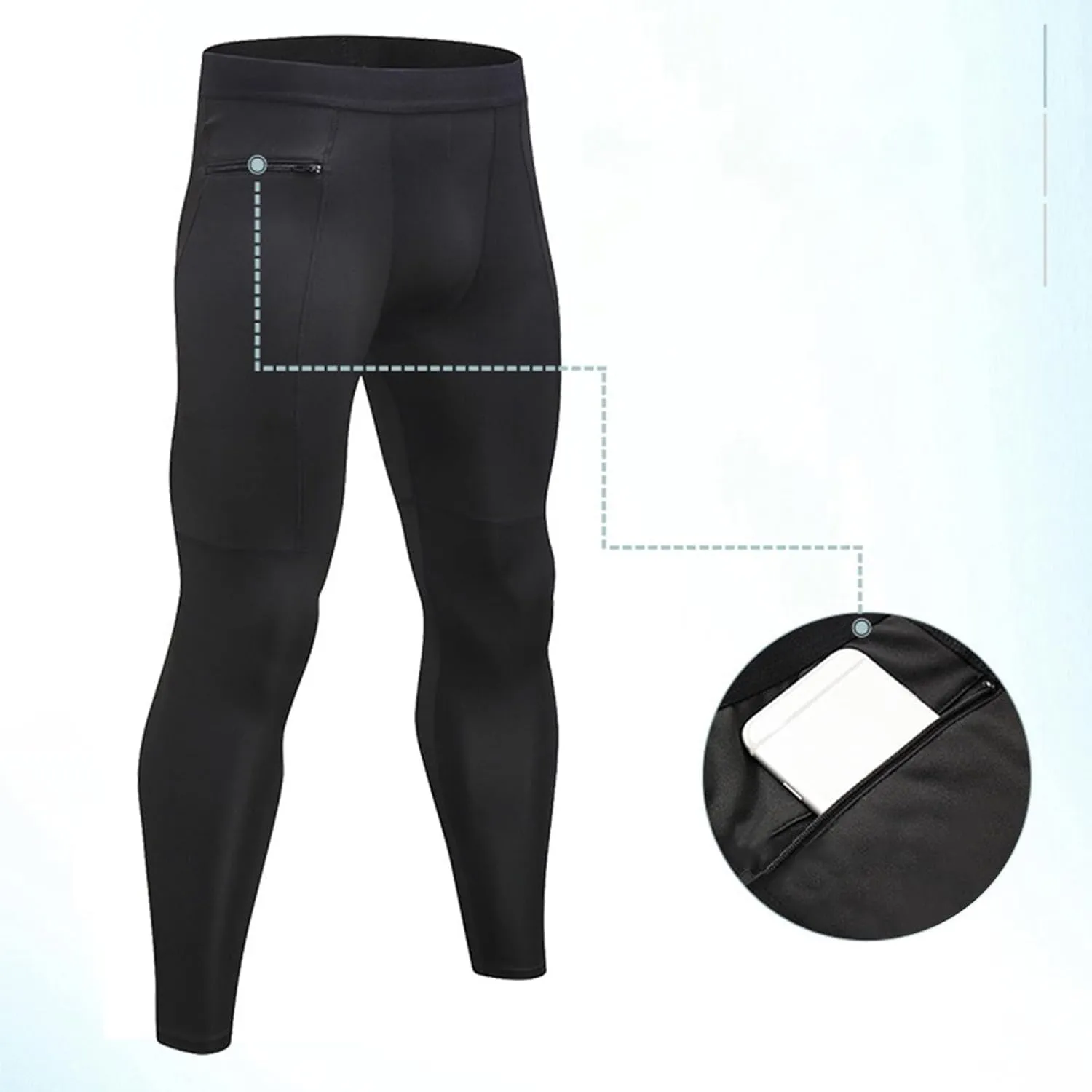 Men's Active Yoga Leggings Pants Running Dance Tights with Pockets Cycling Workout Pants Quick Dry Joggers