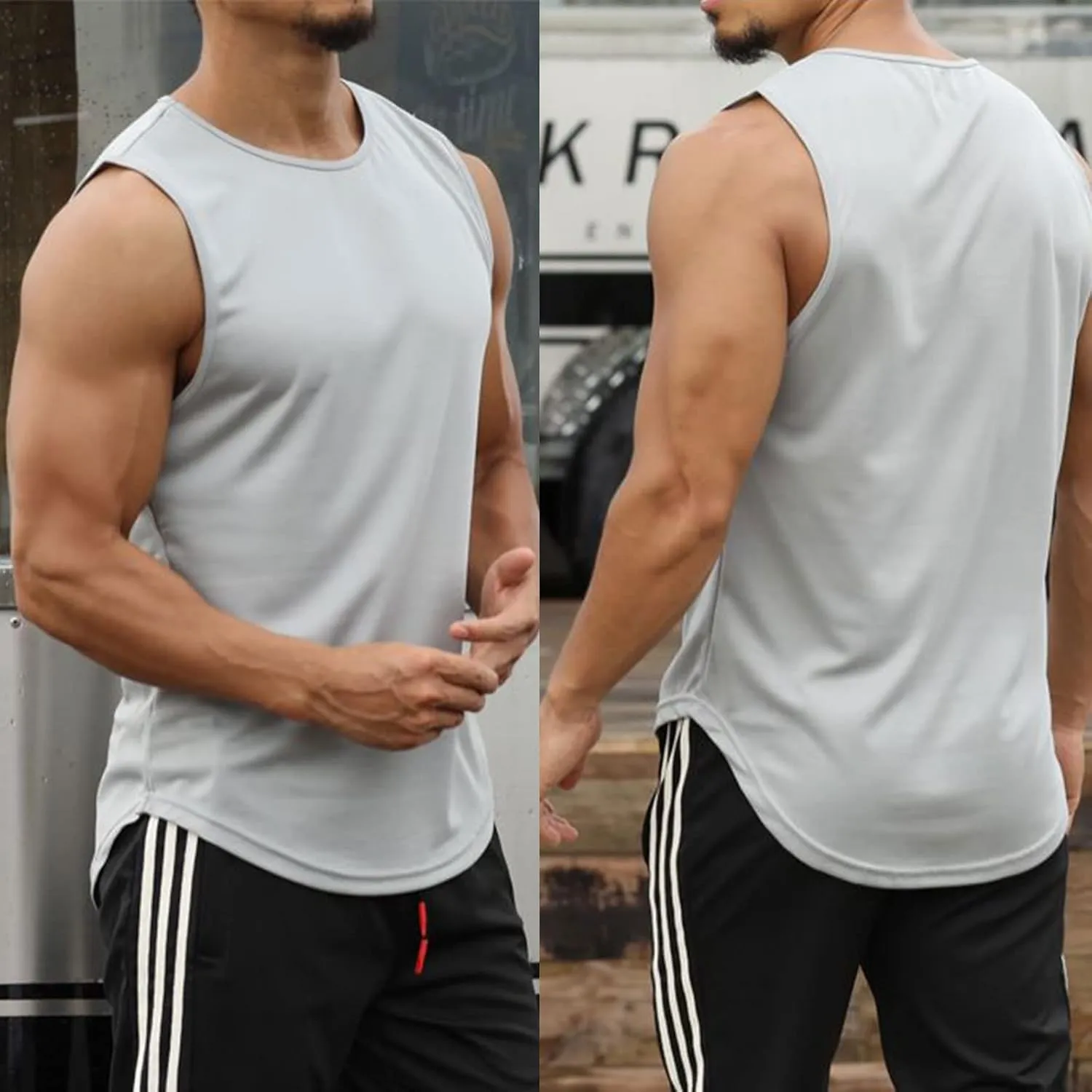 Men's Althletic Quick Dry Gym Muscle Lightweight Breathable Tank Top Workout Sleeveless Tee Bodybuilding Fitness