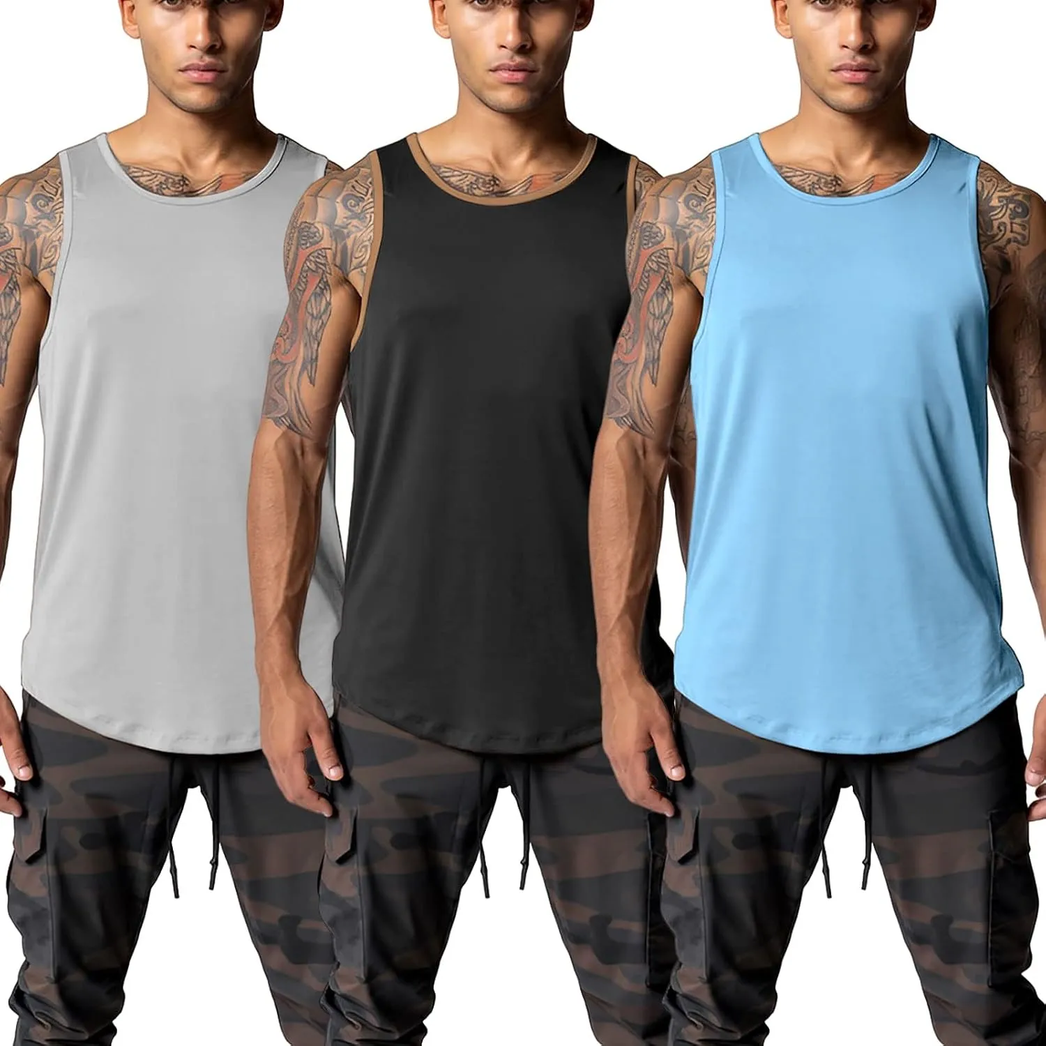 Men's Althletic Quick Dry Gym Muscle Lightweight Breathable Tank Top Workout Sleeveless Tee Bodybuilding Fitness