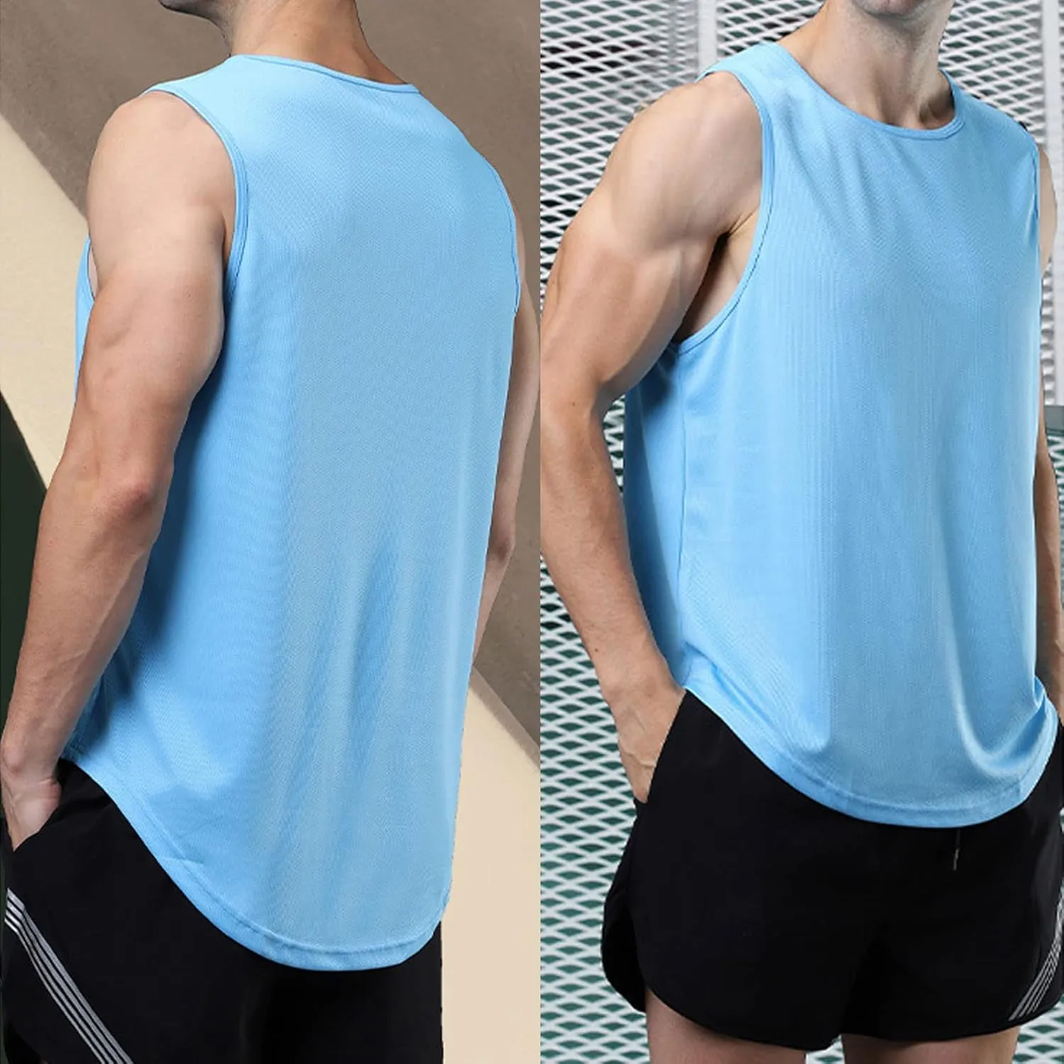 Men's Althletic Quick Dry Gym Muscle Lightweight Breathable Tank Top Workout Sleeveless Tee Bodybuilding Fitness