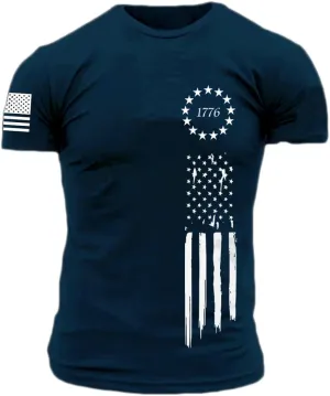Men's American Flag Short Long Sleeve T-Shirt