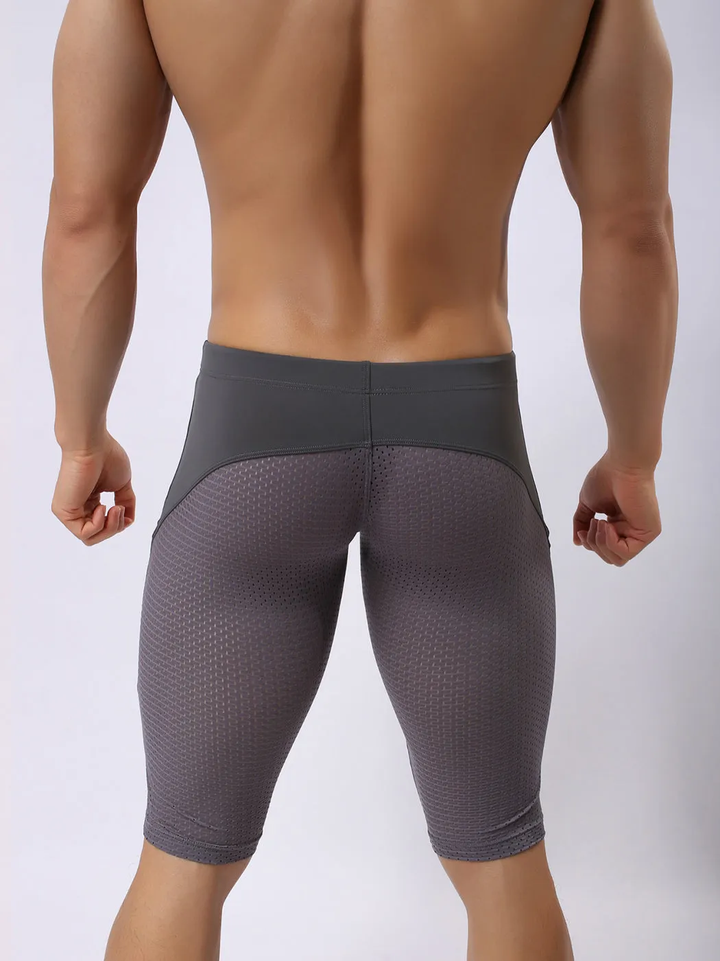 Mens Athletic Compression Tight Shorts with Drawstring