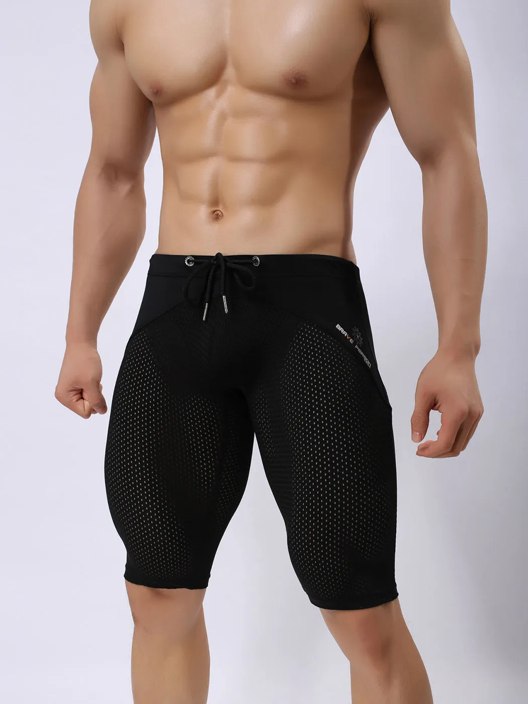 Mens Athletic Compression Tight Shorts with Drawstring