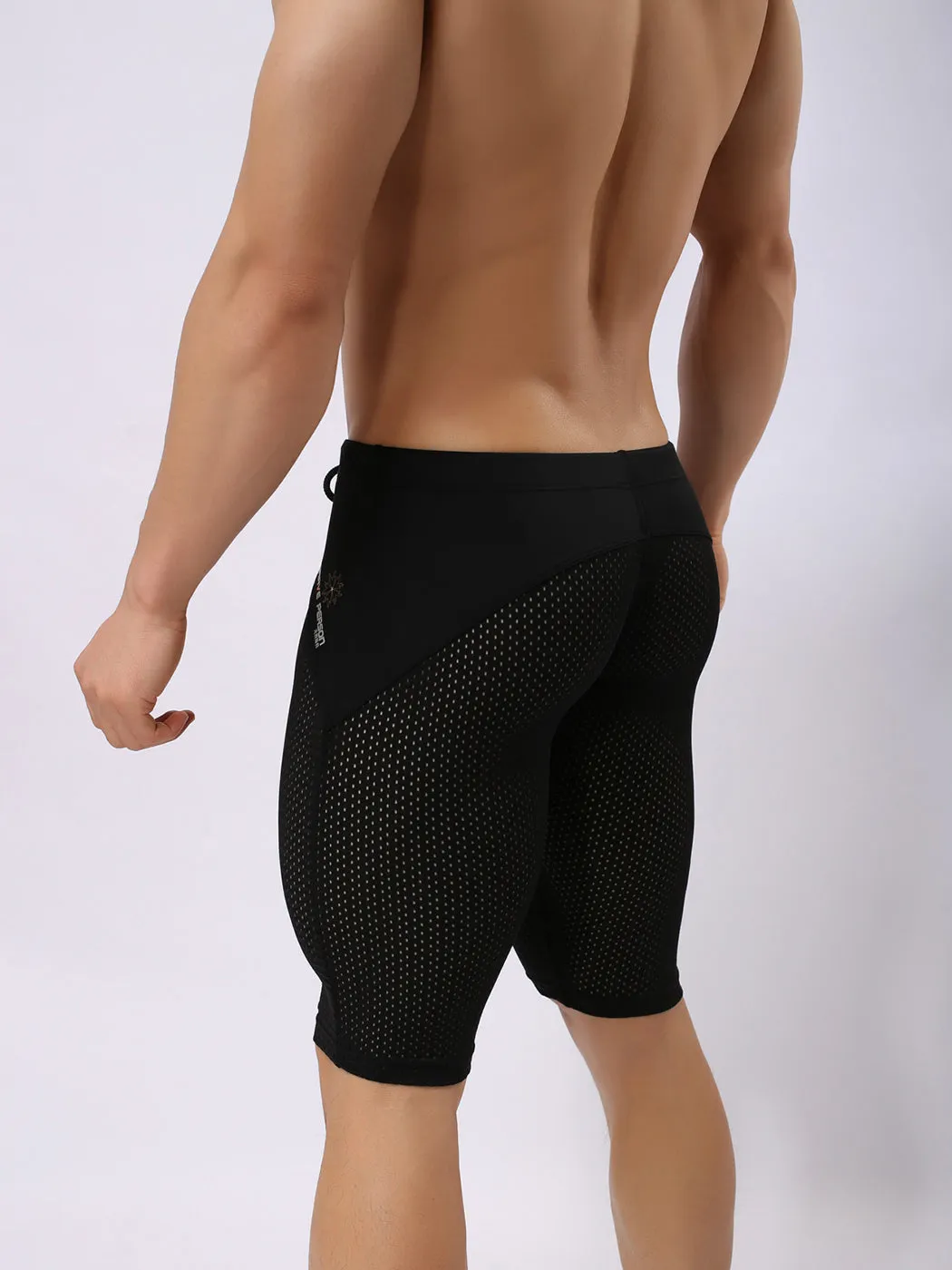 Mens Athletic Compression Tight Shorts with Drawstring