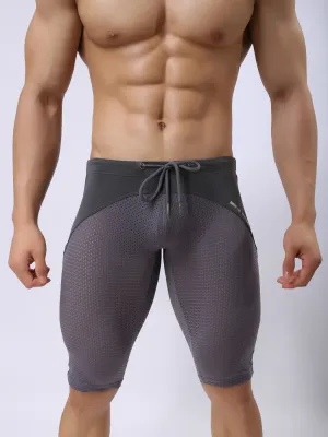 Mens Athletic Compression Tight Shorts with Drawstring