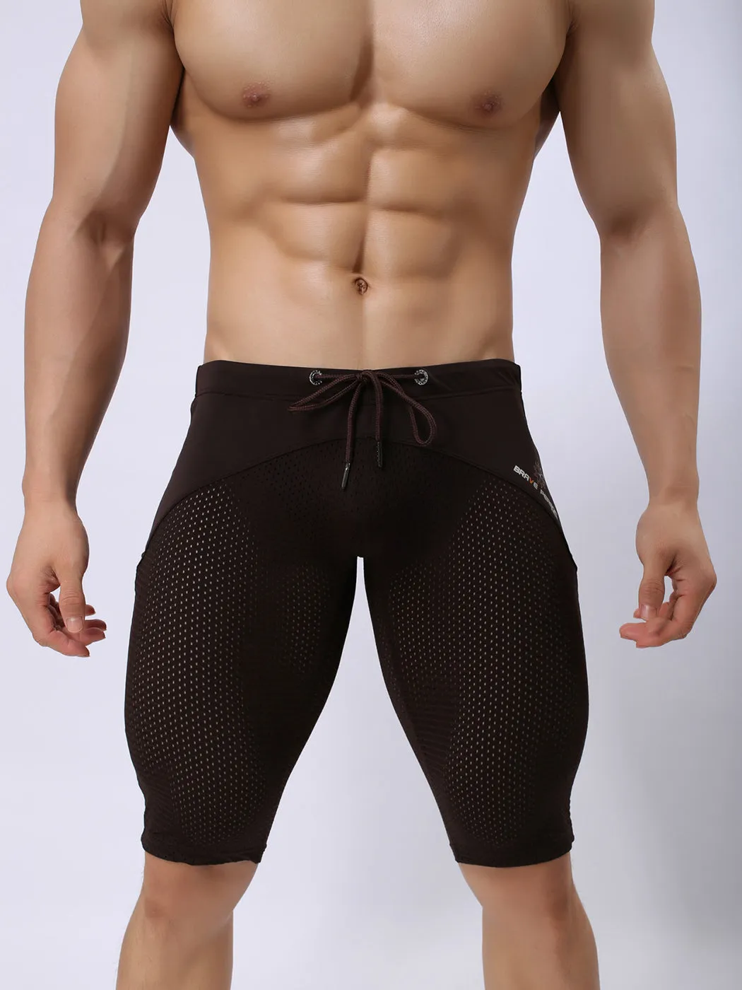 Mens Athletic Compression Tight Shorts with Drawstring