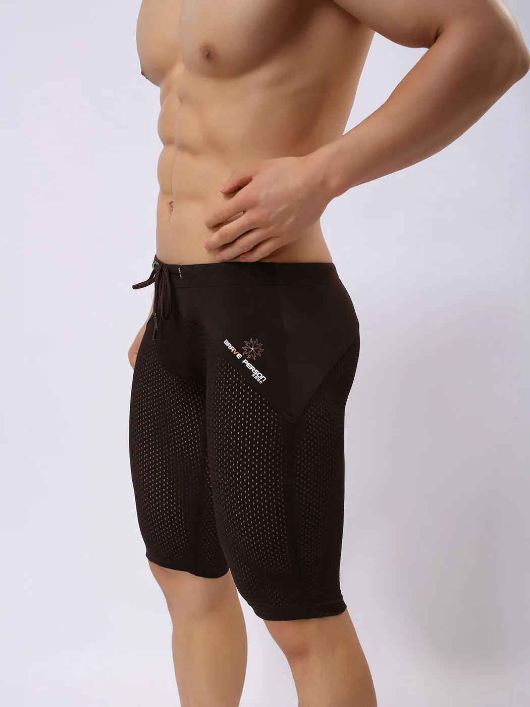 Mens Athletic Compression Tight Shorts with Drawstring