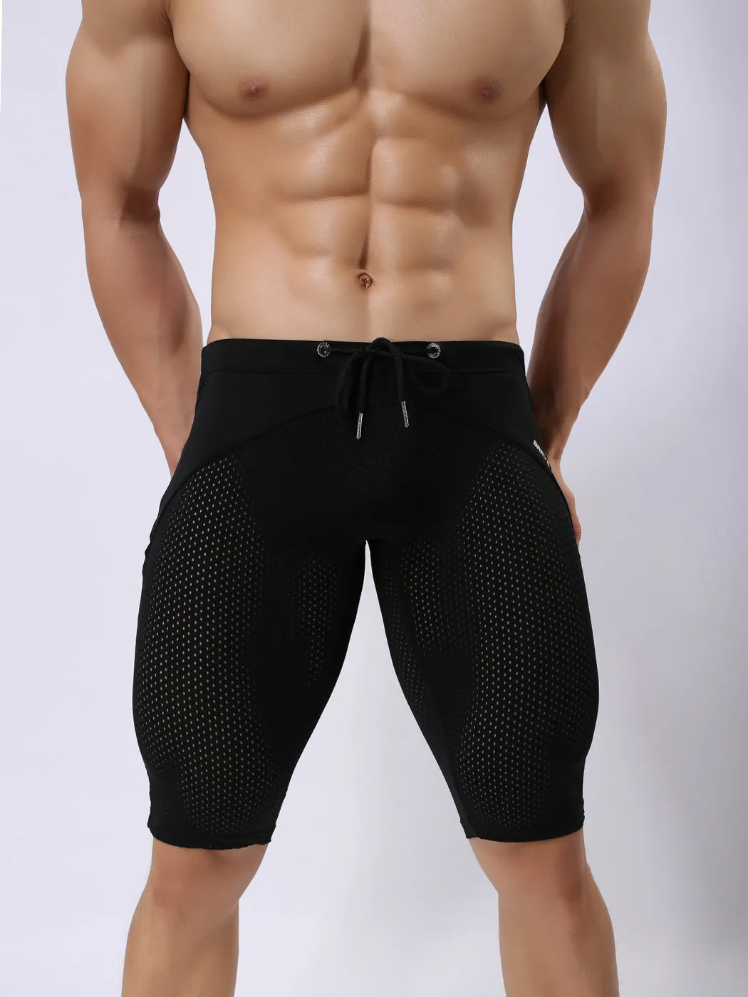 Mens Athletic Compression Tight Shorts with Drawstring