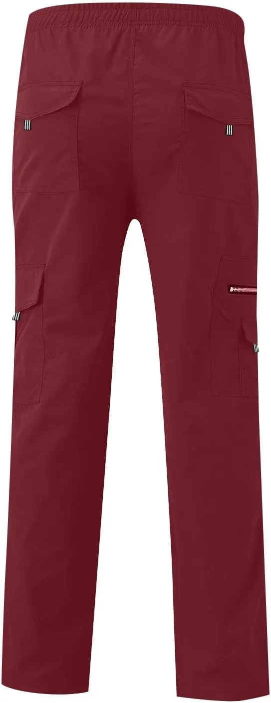 Men's Casual Multi-Pocket Loose Straight-Leg Work Pants Outdoor Fit Pants Fitness Pants
