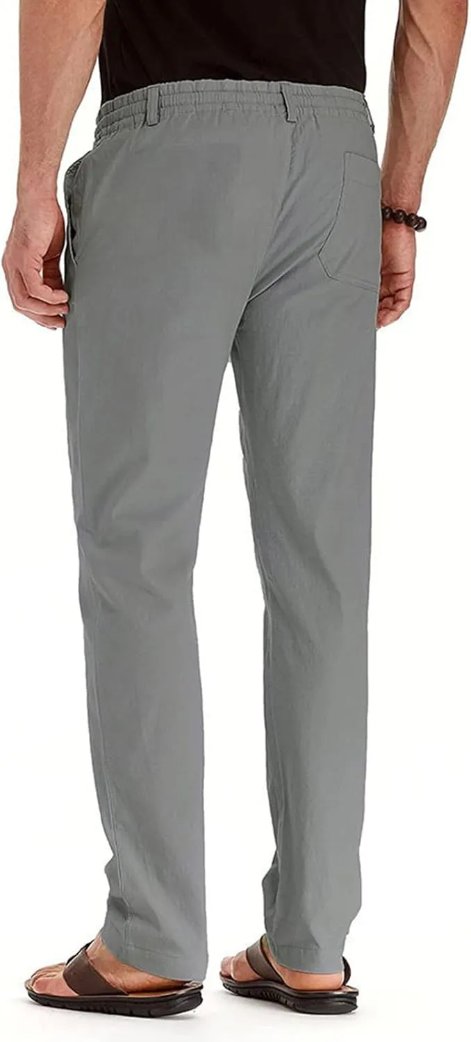 Mens Casual Pants, Elastic Waist and Zip Fly with Adjustable Internal Drawstring Custom Fit for Men Workout Pants