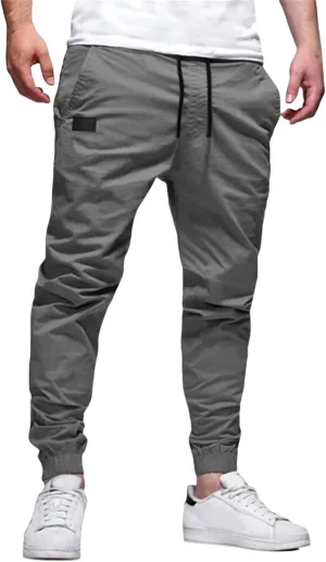 Men's Chino Cargo Pants Hiking Twill Drawstring Pant Solid Color Jogging Sweatpants Slim Fit Simple Fitness Sweatpant